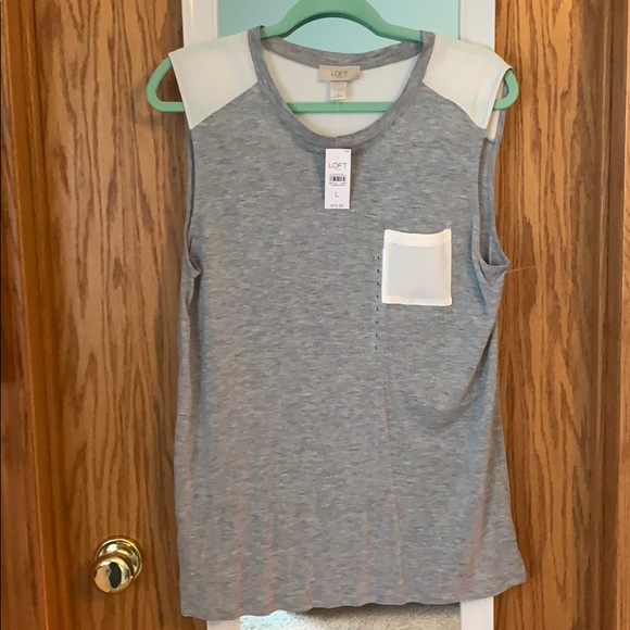LOFT Tops - Loft Outlet Grey Sleeveless top w/ shoulder detail